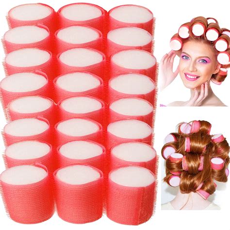 24 Large Hair Rollers Soft Foam Cling Self Grip Curls Cushion Curlers