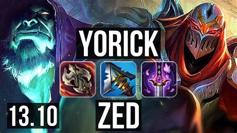 YORICK Vs ZED MID 2 2 13 900K Mastery 300 Games KR Master 13