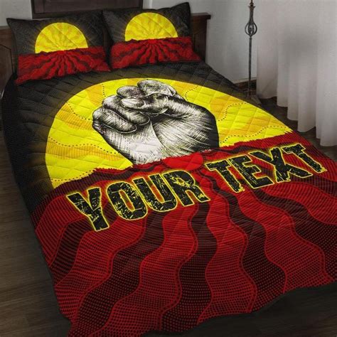 Aio Pride Custom Text Aboriginal Quilt Bed Set Black Lives Matter Sun