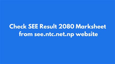 Check See Result Marksheet From See Ntc Net Np Website Nepse Stock