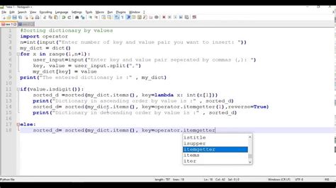 Python Program Script To Sort Ascending And Descending A Dictionary By Value Youtube