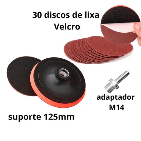 Suporte De Boina Velcro Furadeira Lixadeira C 30 Discos Lixa 125mm