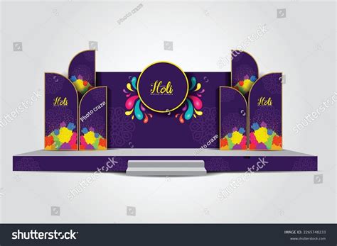 Event Stage Design Inian Festival Holi Stock Vector (Royalty Free ...