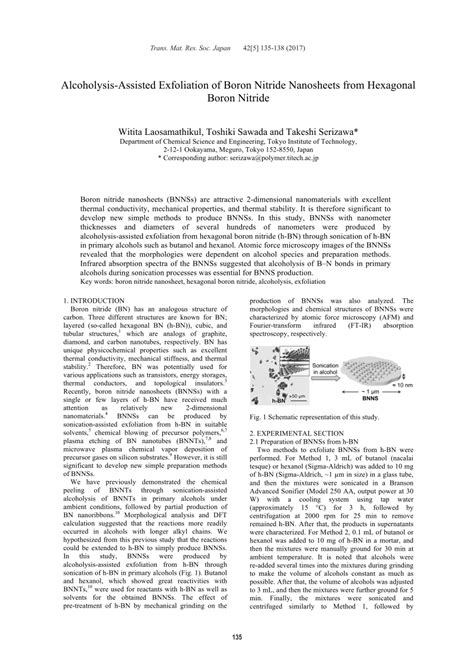 PDF Alcoholysis Assisted Exfoliation Of Boron Nitride Nanosheets From