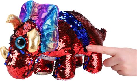 13″ Red And Blue Glitzies Sequin Reveal Dinosaur Soft Toy Toptoy
