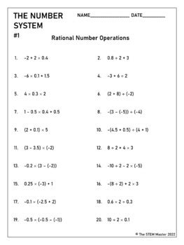 Th Grade Math Number System Ns Worksheet Bundle By The Stem Master