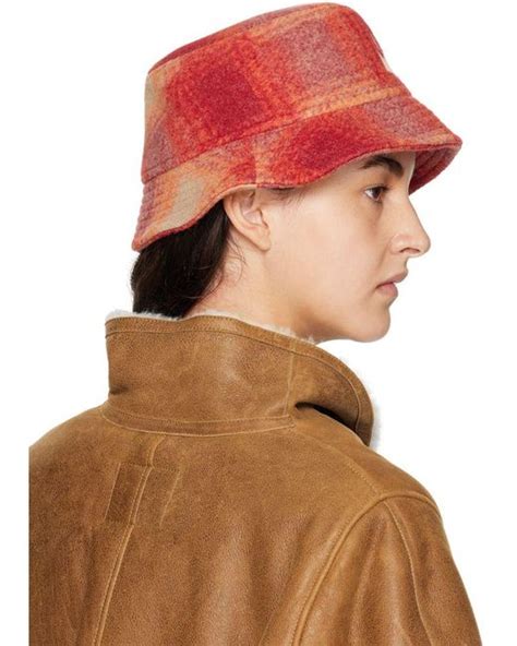 Isabel Marant Red Orange Haley Bucket Hat In Brown Lyst