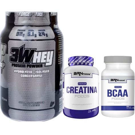 Whey Protein 3W Force Up Creatina Monohidratada Bcaa Shopee Brasil