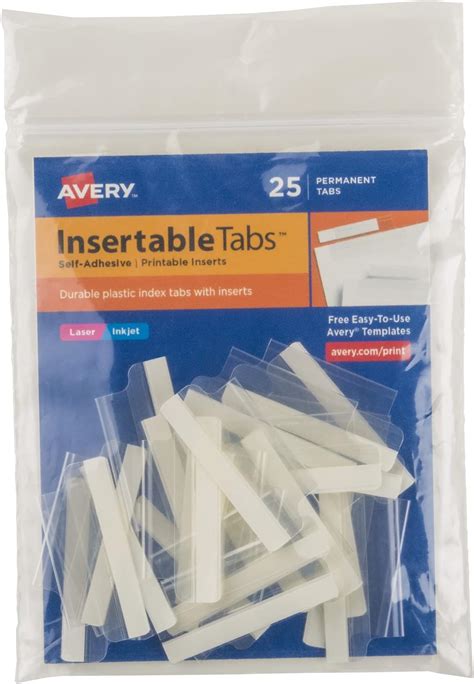 Amazon Avery Insertable Self Adhesive Tabs With Printable Inserts