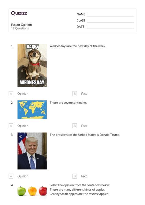 50 Fact Vs Opinion Worksheets For 1st Grade On Quizizz Free And Printable