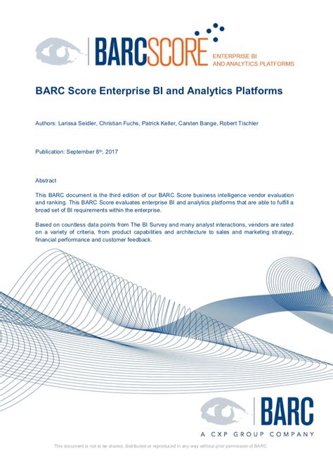 Barc Score For Enterprise Bi And Analytics Platforms 2018 Budgeting Solutions