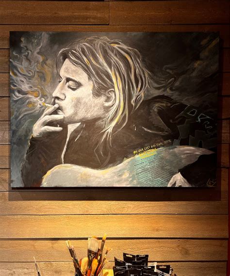 Kurt Cobain Nirvana Acrylics On Canvas Inspired Art Hand Painted