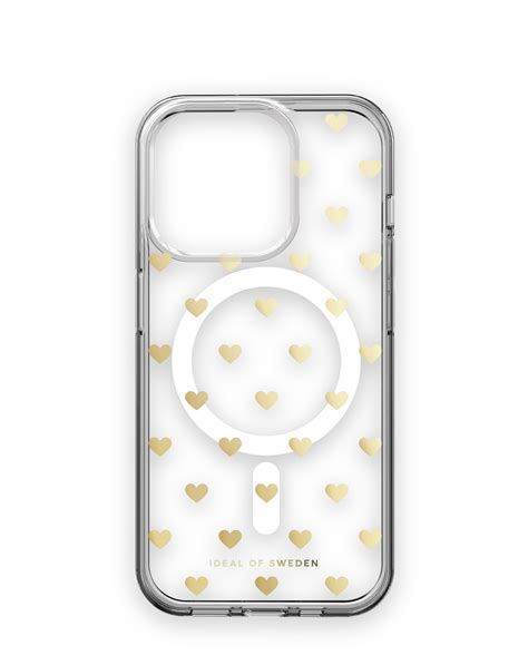 Clear Case MagSafe IPhone 15 Pro Golden Hearts IDEAL OF SWEDEN