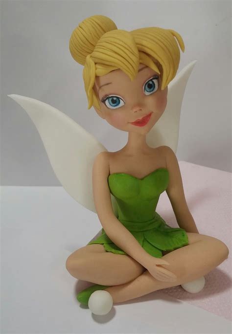 Fondant Fairy Wing Girl Cake Topper Sitting Tinkerbell Inspired Fondant Cake Topper Birthday