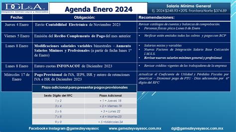 Enero 2024 Agenda De Obligaciones Fiscales Laborales Y De Seguridad