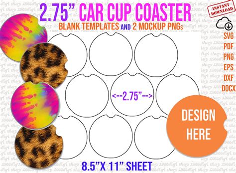 Car Cup Coaster Template 2 75 Car Cup Coaster Svg Car Cup Coaster