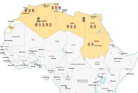 非洲的地理区域划分：北非、东非、中非、西非和南非五大地区