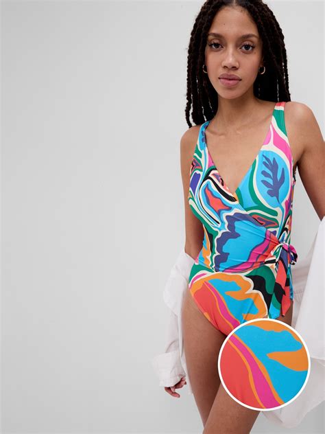 Wrap Front One Piece Swimsuit Gap