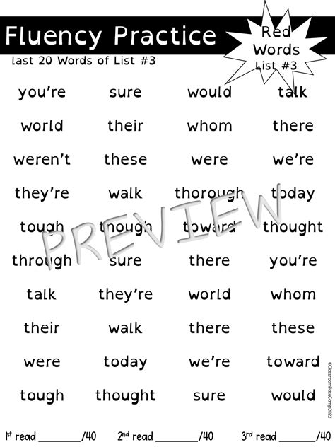 Red Words List 3 Orton Gillingham Made By Teachers