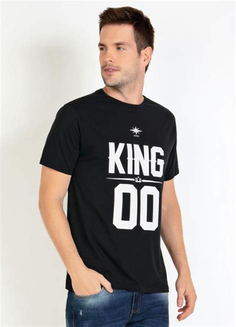 Camiseta Preta King Mangas Curtas Queima De Estoque