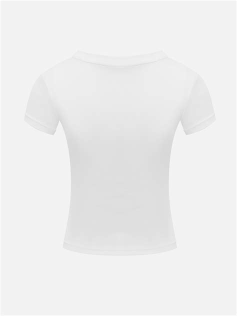Укороченная прилегающая футболка с надписью :: LICHI - Online fashion store