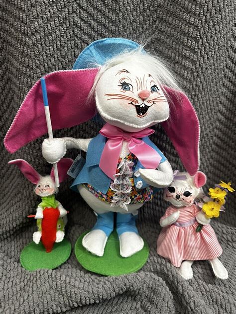 Lot Of Annalee Easter Dolls Parade Bunny Mouse Pogo Stick Bunny