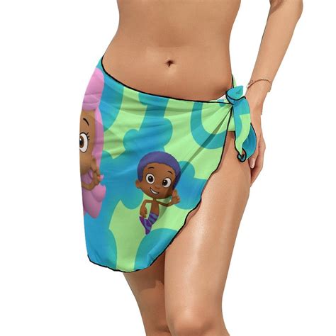 Bubble Guppies Women S Short Sarong Beach Wrap Summer Sheer Bikini Chiffon Swimsuit Cover Up