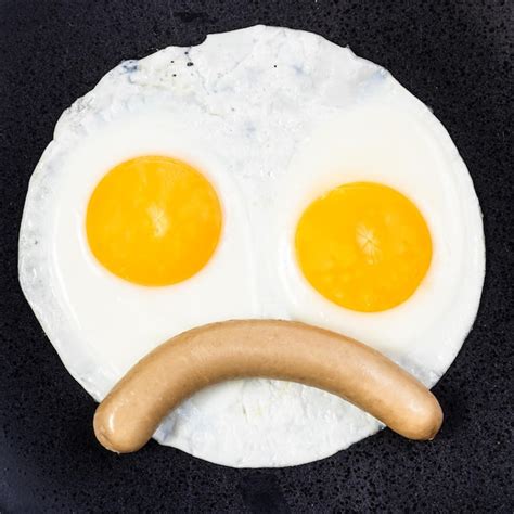 Premium Photo Top View Of Fried Eggs With Sausage Close Up