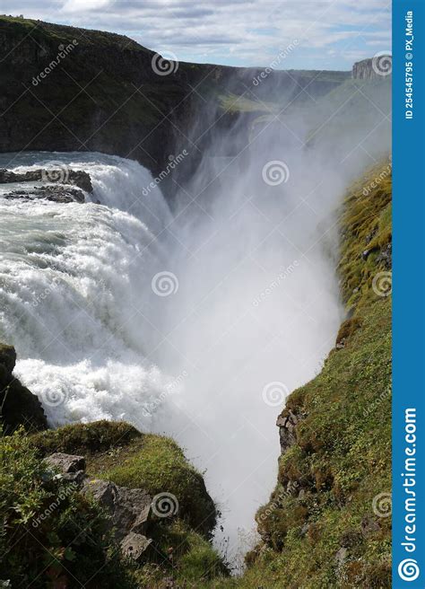 Gullfoss Powerful Cascade Waterfall In Iceland Stock Image Image Of