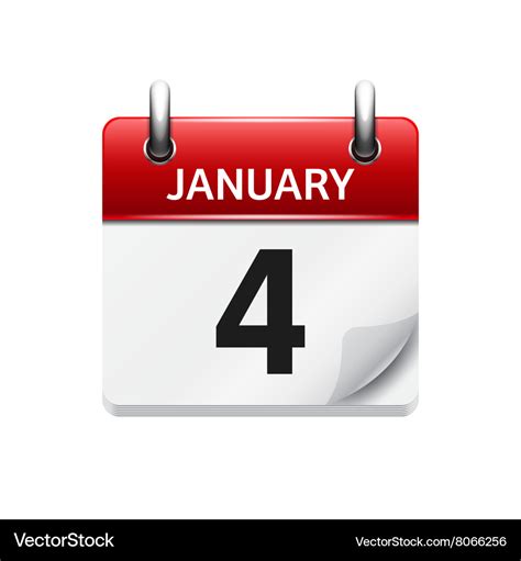 January 4 flat daily calendar icon date Royalty Free Vector