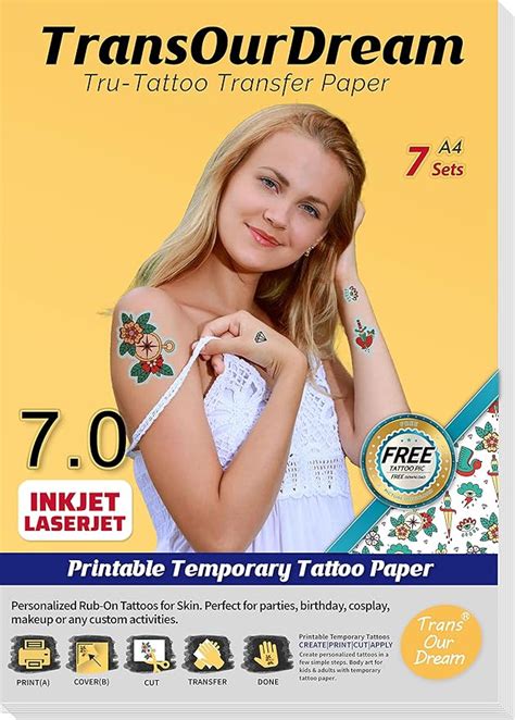 Transourdream Tru Temporary Tattoo Transfer Paper Sets A Glitter