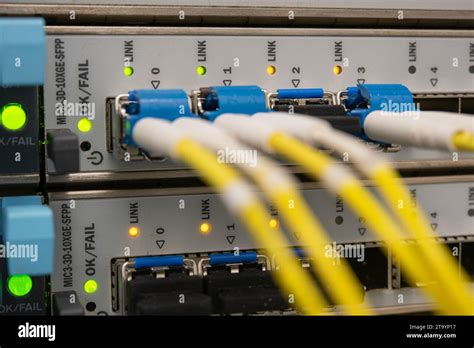 fiber optic cable  sfp fast internet connection close  stock
