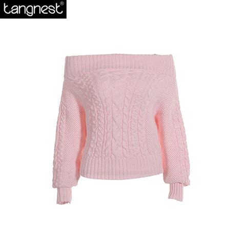 TANGNEST Inverno Malha Pullover Camisola Mulheres 2017 Outono De Slash