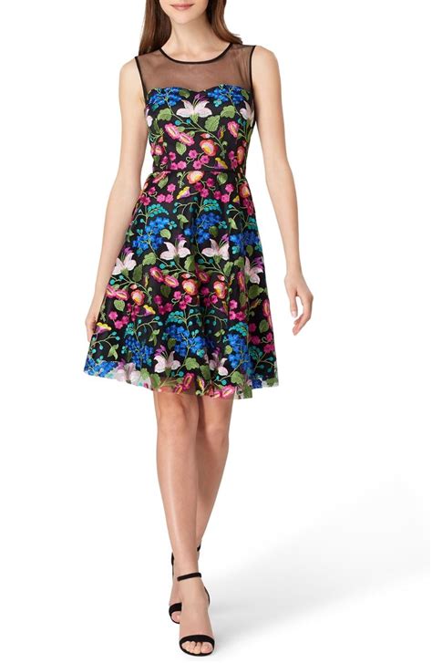 Tahari Embroidered Fit And Flare Dress Regular And Petite Nordstrom