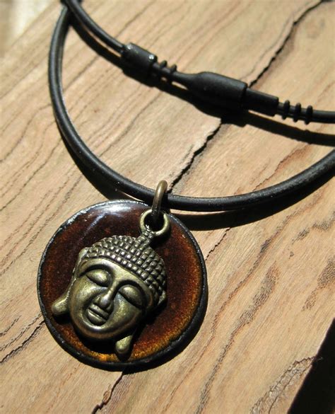 Buddha Jewelry Buddha Necklace Buddha Pendant Copper Enamel Necklace