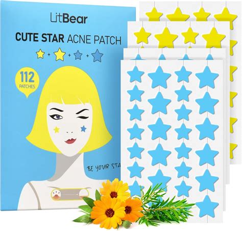 LitBear Acne Pimple Patches Blue Yellow Star Shaped Acne Cover Patch