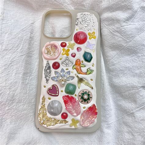 Koi Fish Shell Stone Mosaic Decor Decoden Phone Case For All Etsy