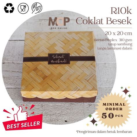 Jual Kotak Nasi 20x20 R10k Coklat Besek Bambu Box Nasi Katering Murah