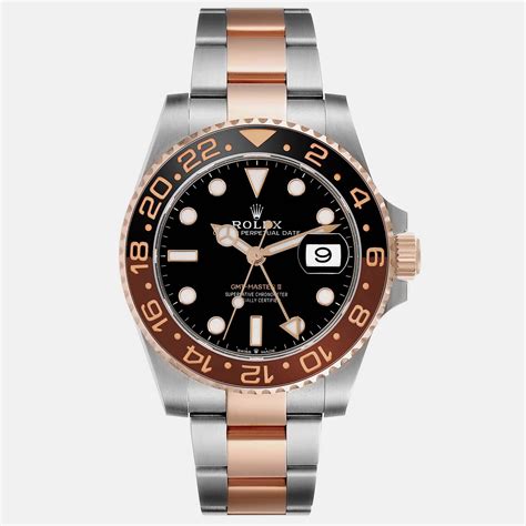 Pre Owned Rolex Gmt Master Ii Root Beer Steel Rose Gold Men S Watch