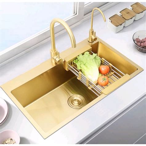 Gold Nano Double Bowl Kitchen Sink Mm Kapal Stainless Shopee