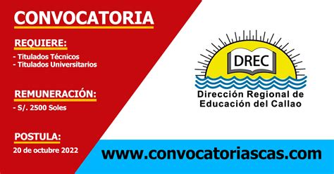 Convocatoria Direccion De Educacion Dre Callao Cas Plaza