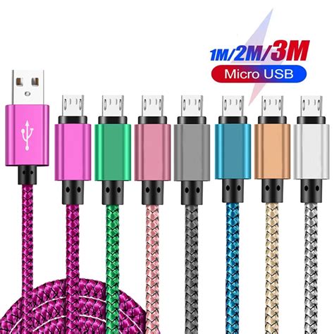 Cable Micro Usb Trenzado De Nailon Sincronizaci N De Datos Carga R Pida