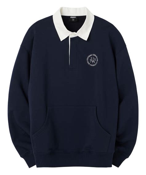 Musinsa Urbanage Ubna Logo Embroidery Rugby Sweatshirt Navy