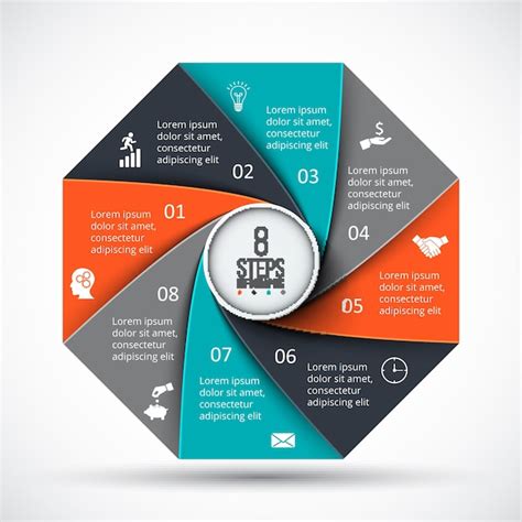 Vektorachteck Infografik Vorlage für Zyklusdiagramm mit 8 Optionen