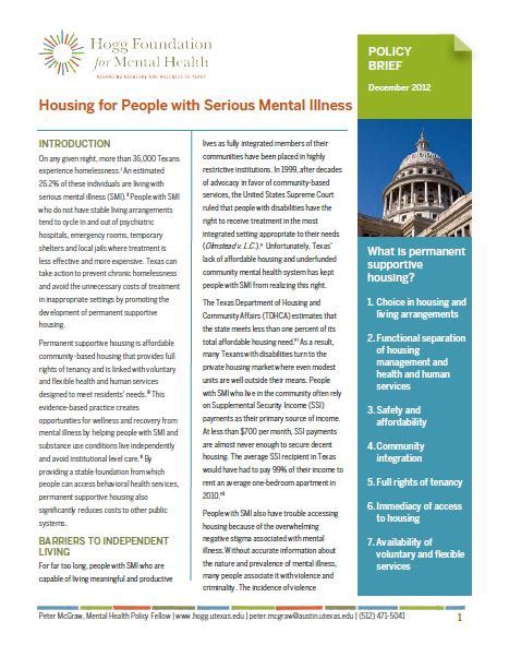 Housing For People With Serious Mental Illness Hogg Foundation For