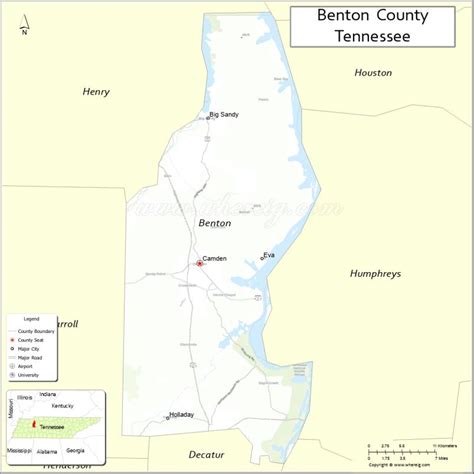 Map of Benton County, Tennessee - Where is Located, Cities, Population ...