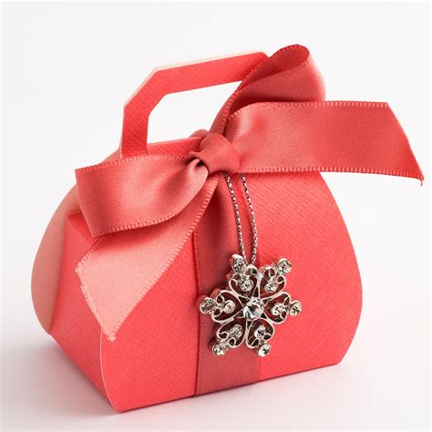 Coral Silk Favour Box Uk Wedding Favours