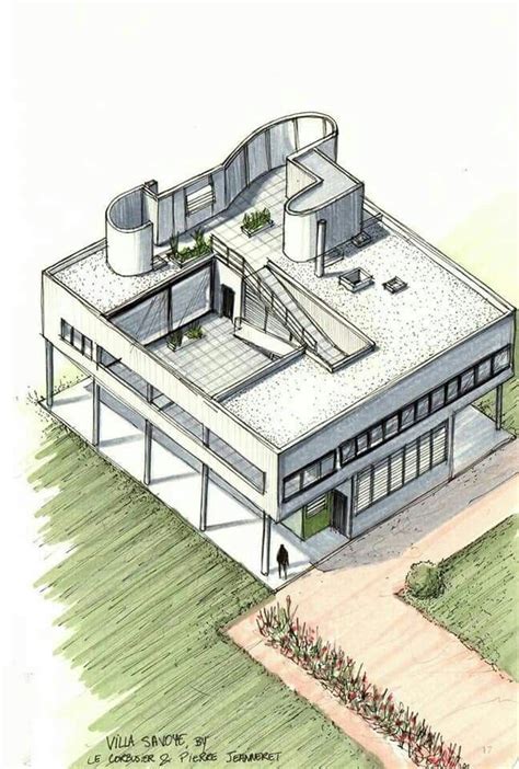 Villa Savoye | Axonometric drawing, Corbusier architecture, Iconic ...