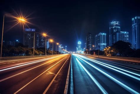 Premium Ai Image Time Lapse Photography Of Highway Road At Night