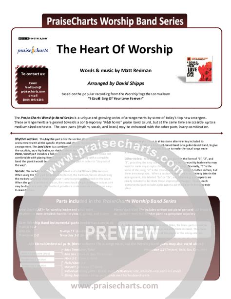 The Heart Of Worship Orchestration Matt Redman Praisecharts